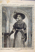 Original Old Antique Print Squire Daughter Lady Portrait Walker Fine Art 1885