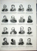 Original Old Antique Print Portrait House Commons Members London 1885 Victorian