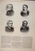 Original Old Antique Print Portrait Fahey Palgrave Howson Johnson 1885 Victorian