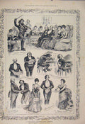 Original Old Antique Print Christmas Drawing Room Concert Atkinson Fine Art 1885