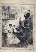 Original Old Antique Print Admirers Spoon Barnard Men Lady Fine Art 1885 19th