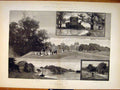 Original Old Antique Print Blenheim Palace Lodge Bridge Lake Montbard 1885 19th