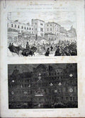 Old Antique Print Jubilee Festival London Pall Mall Grosvenor Aldershott