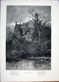 Original Old Antique Print House At Home Montbard Fine Art 1887 19th
