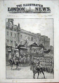 Original Old Antique Print Buckingham Palace Queen Imperial Institute