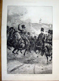 Original Old Antique Print Jubilee Review Aldershott Horse Artillery Royal 1887