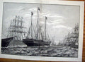 Original Old Antique Print Yacht Victoria Albert Ironclad Ship Jubilee Spithead