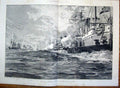 Original Old Antique Print Naval Manoeuvres Isle Man England Ship Hms 1887 19th