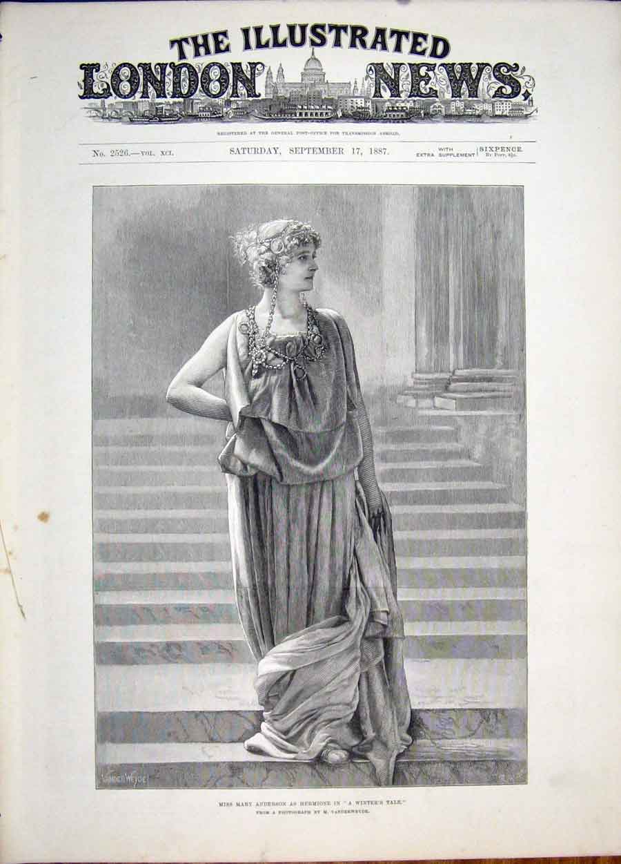 Original Old Antique Print Anderson Mary Hermoine Winter'S Tale Vanderweyde 1887