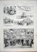 Original Old Antique Print Fishermen Plymouth Dispute Ireland Chamberlain Ulster