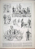 Original Old Antique Print Lord Mayor Show Commerce London 1887 19th