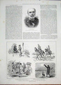 Original Old Antique Print Portrait Grevy Roumanian Guards Rusiia Bulgaria 1887