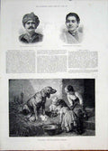 Old Antique Print Reichert Dog Children Puppies Portrait Kuch Behar India
