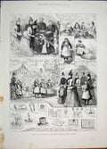 Original Old Antique Print Bazaar Macready House Mission Institute Fine Art 1887