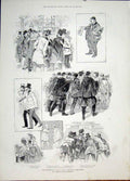 Original Old Antique Print Paris France Revolution Sketches 1887 19th