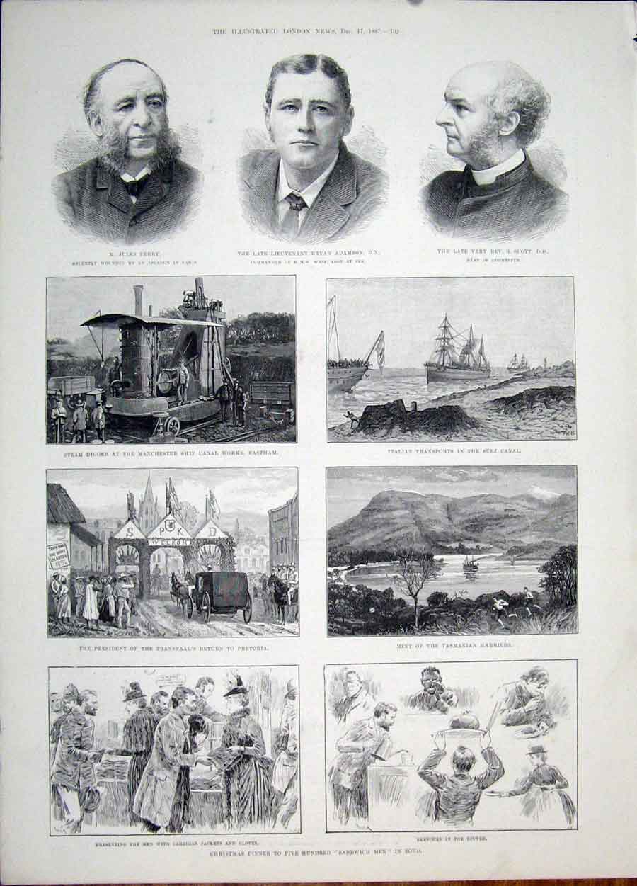 Original Old Antique Print Portrait Ferry Adamson Scott Sandwich Men Soro Ship
