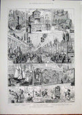 Original Old Antique Print Peoples Palace Chippendale Heat Hatter Collins 1887