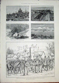 Original Old Antique Print Sioux City Iowa Auckland New Zealand Poland Cossacks