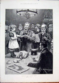 Original Old Antique Print Christmas Goose Dadd Raffle Child 1887 19th