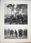 Original Old Antique Print Army Russia Cavalry Bayonets Horse 1887 Victorian