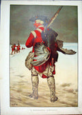 Original Old Antique Print Campaign Colour Sier Bird Snow Turkey Fine Art 1887