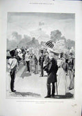 Original Old Antique Print Massachusetts Artillery Queen Windsor 1896 Victorian