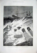 Original Old Antique Print Hms Repulse Irish Coast Ireland Naval Ship 1896 19th