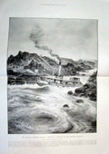 Original Old Antique Print Dongola Gun Boat Cataract El-Teb 1896 19th