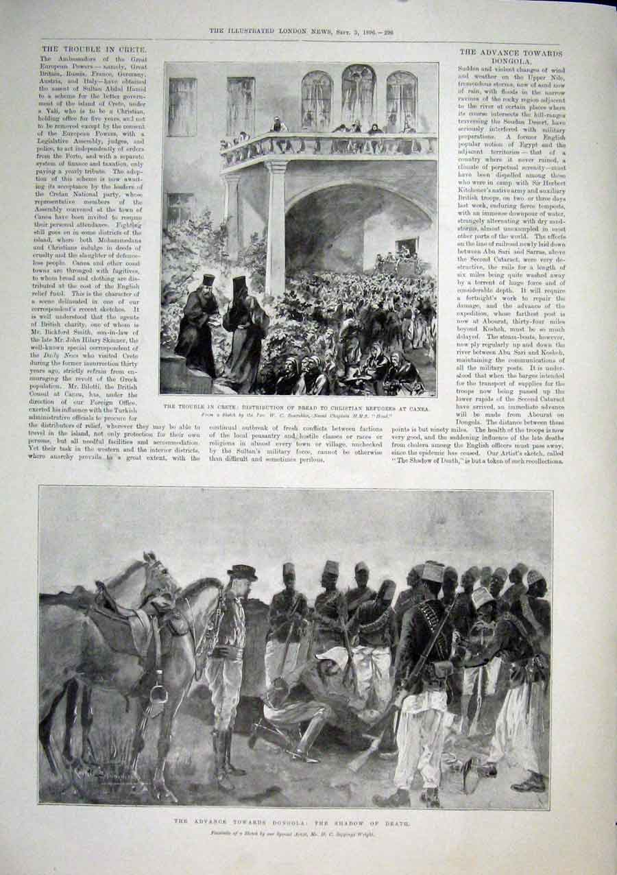 Original Old Antique Print Seppings Wright Dongola Crete Canea Bread 1896 19th