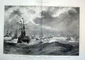 Original Old Antique Print Russia Czar Yacht France English Warships 1896 19th