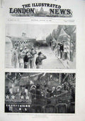 Original Old Antique Print Czar Portsmouth Cherbourg Polar Star 1896 Victorian