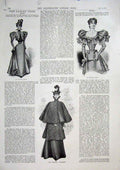 Original Old Antique Print Ladies Fashion Gown Costume Dress Silk 1896 19th