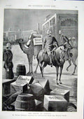 Original Old Antique Print Dongola Troops Herbert Kitchener 1896 19th