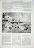 Original Old Antique Print Storm Venice October Sketch St Leger Piazza San Marco