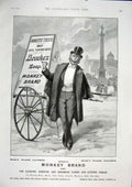 Original Old Antique Print Brookes Soap Monkey Brand London 1896 19th