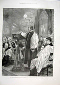 Original Old Antique Print Temple Canterbury Pepys Mission Westminster 1896 19th