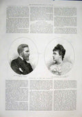 Original Old Antique Print Portrait Marriage Duc D'Orleans Maria 1896 Victorian