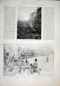 Original Old Antique Print Bailey London Nelson Car Mayor 1896 19th