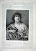 Original Old Antique Print Bacchante Bompiani Artist 1896 19th Century