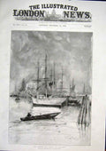 Original Old Antique Print Hamburg Dock Strike Port Seppings Wright Sketch