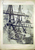 Original Old Antique Print Naval Ship Spithead Royal Yacht Review 1897 19th
