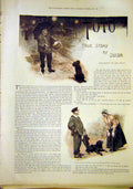 Original Old Antique Print Toto Story Sketches Dog Paget Christmas 1897 19th