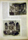 Old Antique Print Warings Residence Building Sheraton Tudor D ?Cor 1897 19th