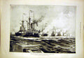 Original Old Antique Print Naval Manoeuvres Fleet Atlantic De Lacy 1897 19th