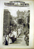 Original Old Antique Print Glastonberry Bishops St. Johns Church Abbey 1897 19th