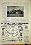 Original Old Antique Print Clock House Beckenham Advert Gsmiths 1897 Victorian