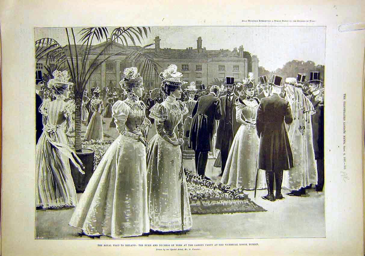Original Old Antique Print Ireland Royal Visit Duke Duchess York Dublin 1897