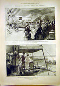 Original Old Antique Print Faure Russia Czar Military Review Pothau Selo 1897