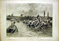 Original Old Antique Print Infantry Military River Germany Sier Sketch 1897 19th