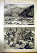 Original Old Antique Print Indian Frontier Thana Soudan Wady Halfa 1897 19th